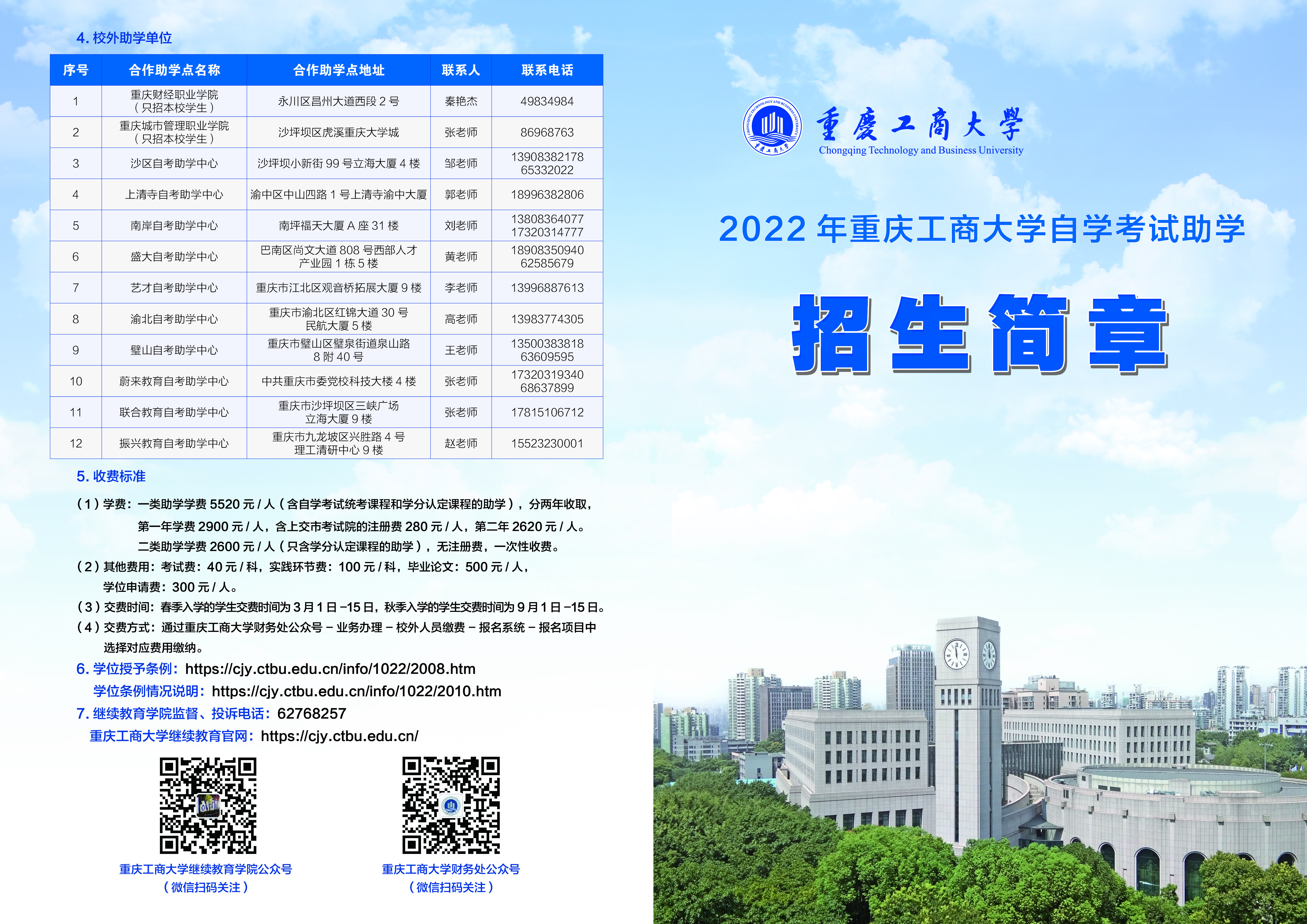 2022年重庆工商大学高等教育自学考试招生简章
